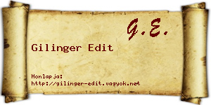 Gilinger Edit névjegykártya